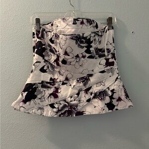 White House Black Market Floral Blouse in Black, White, and Purple